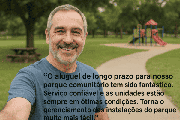 Depoimento sobre a resistência dos banheiros químicos adquiridos para um parque público.